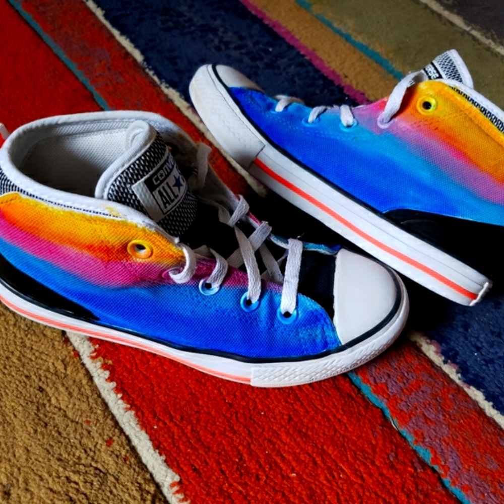 Childs size 2 Converse shoes- custom painted. I can add your child's name.